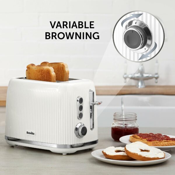 Breville Bold White 2-Slice Toaster with High-Lift and Wide Slots | White and Silver Chrome [VTR037]