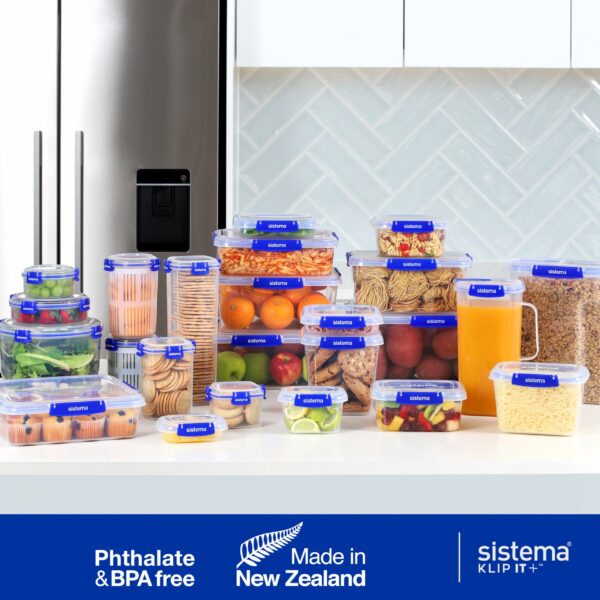 Sistema KLIP IT PLUS Leakproof Food Storage Containers | 1 L | Airtight, Stackable & Nestable Meal Prep Containers with Lids | School Lunch Boxes | BPA-Free | 3 Count