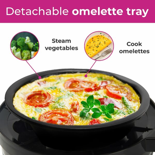 Neo 3 in 1 Durable Kitchen Electric Egg Cooker, Boiler, Poacher Poached Boiled & Omelette Maker Machine Steamer with Timer (Black and Silver)