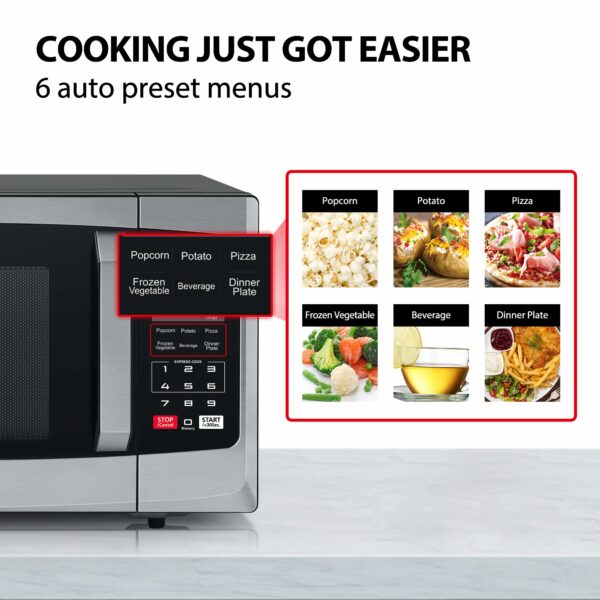 Toshiba 800w 23L Microwave Oven with Digital Display, Auto Defrost, One-Touch Express Cook, 6 Pre-Programmed Auto Cook Settings, and Easy Clean - Stainless Steel Door Handle Microwave - ML-EM23P(SS)