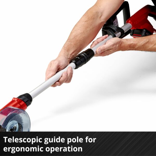 Einhell Power X-Change 18V Cordless Grout Cleaner With Battery and Charger - Adjustable Telescopic Long Handle, Replaceable Brushes (Nylon And Steel Included) - GE-CC 18 Li Patio Cleaning Kit