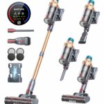 Smoture Cordless Vacuum Cleaner, 550W 45KPA Stick Vacuum with Touch Screen, Up to 60 Mins Runtime, Self-Standing Vacuum