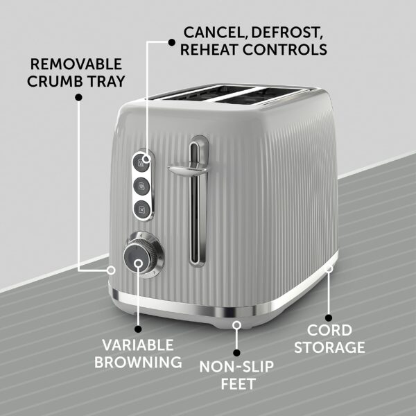 Breville Bold 2 Slice Toaster with High-Lift & Wide Slots | Grey & Silver Chrome [VTR002]