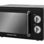 Russell Hobbs RHRETMM705B 17 L 700 W Black Compact Retro Solo Manual Microwave with 5 Power Levels, Timer, Defrost Setting, Easy Clean