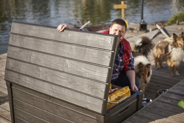Keter Brightwood 454L Outdoor 60% recycled Garden Furniture Storage Box Brown Wood Panel Effect Fade Free All Weather Resistant