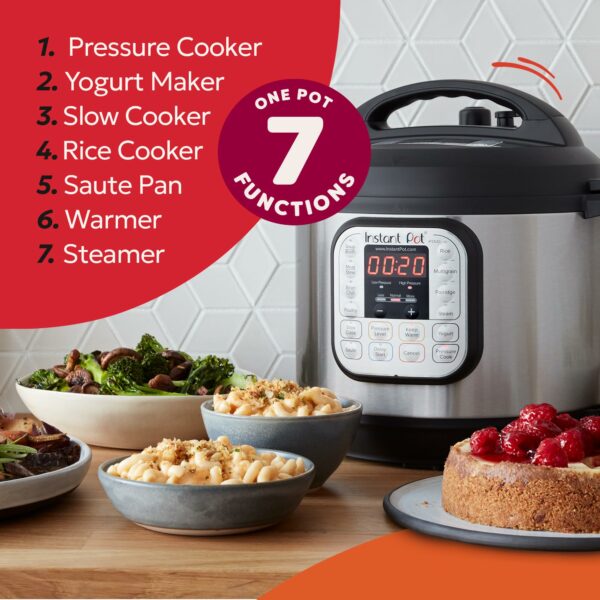 Instant Pot Duo 7-in-1 Multi-Cooker 5.7L - Brushed Stainless Steel, Large Pressure Cooker, Slow Cooker, Rice Cooker, Sauté Pan, Yoghurt Maker, Food Steamer Pot and Food Warmer, Dishwasher Safe
