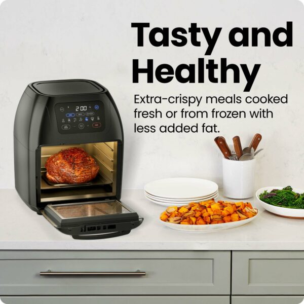 CHEFMAN 5 in 1 Air Fryer Oven with Rotisserie, 10L 1800W, 17 Presets Air Fry, Dehydrator, Roast, Bake, Family Size Large Air Fryer with Auto Shutoff and View Window, Black