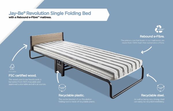 JAY-BE Revolution Folding Bed with Rebound e-Fibre Mattress, Compact, Single
