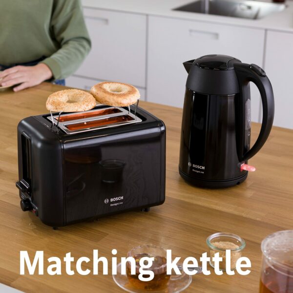 Bosch DesignLine Toaster TAT3P423GB DesignLine Toaster, Stainless Steel, 970 W, Black