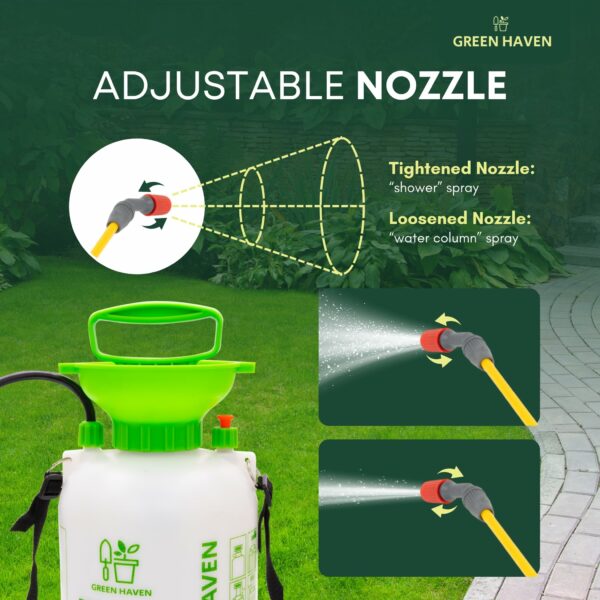 GREEN HAVEN 5 Litre Pump Action Pressure Sprayer - Pump sprayer with Adjustable & Carrying Strap, High-Pressure Spray for Weed Killer Pesticides Fungicides Cleaning