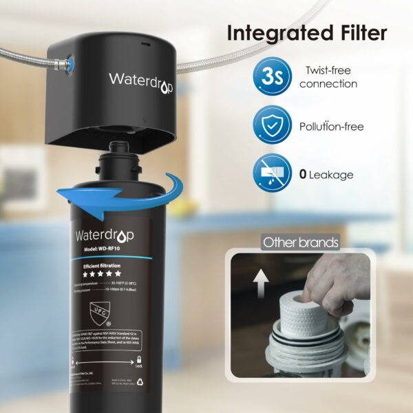 Waterdrop 10UA Under Sink Water Filter, 30,000 Liters High Capacity Water Filter System, NSF/ANSI 42 Certified,Reduce PFAS, PFOA/PFOS, Reduce Lead, Chlorine, Bad Taste, Odor