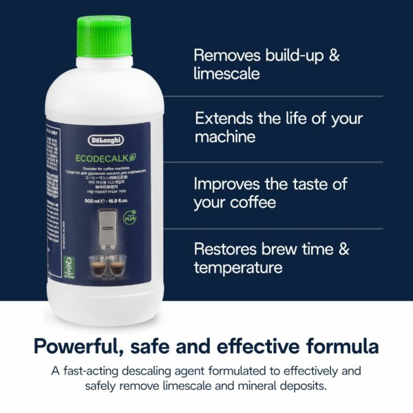 De'Longhi EcoDecalk Descaler DLSC500, 5 Decalcification Doses, Coffee Machine Descaler, Coffee Machine Maintenance Accessory