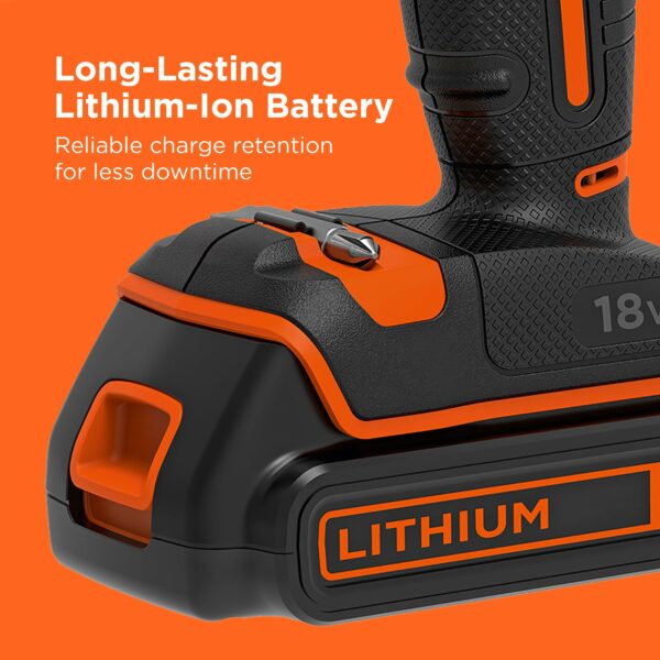 BLACK+DECKER 18V Hammer Drill with Battery, Charger, and Kitbox, BCD700S1K-GB