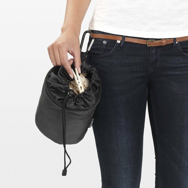 Brabantia Premium Peg Bag - with Closing Cord - Durable and Weather Resistant - Storage for up to 150 Pegs - Rotary Dryer - Black - 20 x 15 x 15 cm