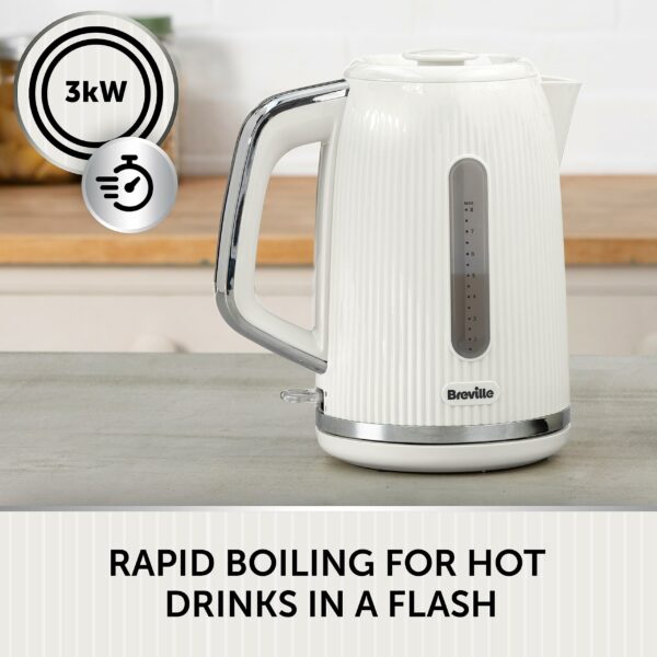 Breville Bold White Electric Kettle | 1.7L | 3kW Fast Boil | White & Silver Chrome [VKT257]