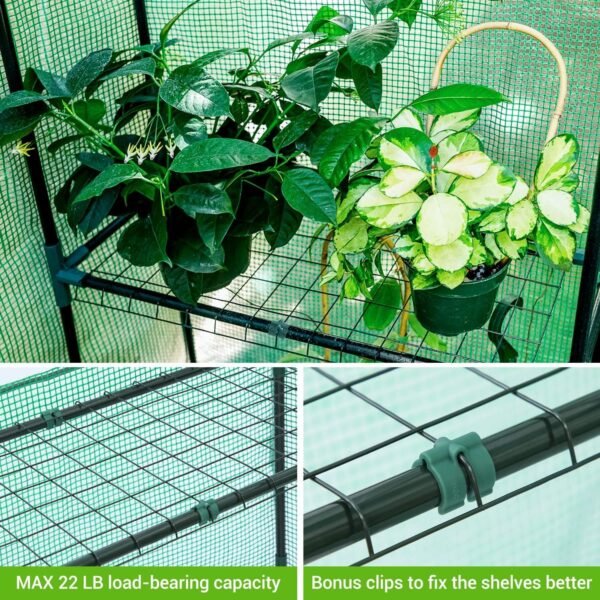Ohuhu Greenhouse for Outdoors with Shelves, Walk in Green House Plant Growhouse with Heavy Duty Cover, 3 Tiers 12 Shelves Plastic Greenhouse with Ground Pegs & Ropes for Stability 143x143x195 cm