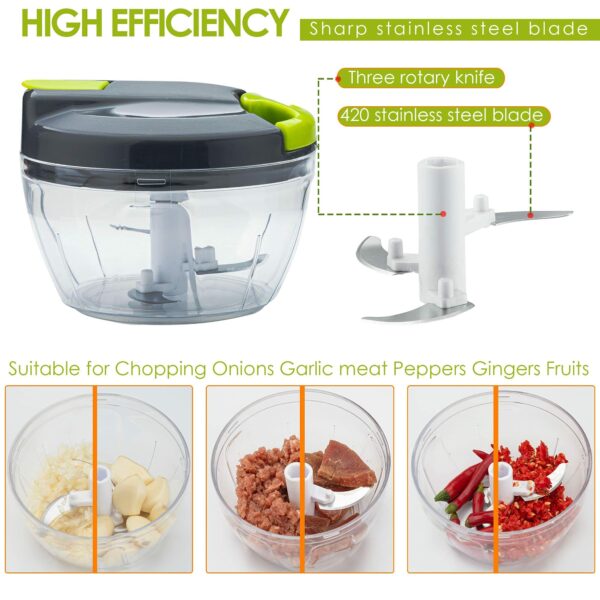 Sifenma Multi-Function Manual Food Chopper & Processors with Handle and Cover,Vegetable Chopper Shredder,Garlic Chopper,Suitable for Onions Garlic Peppers Carrots Fruits,Wonderful for Kitchen(Green)