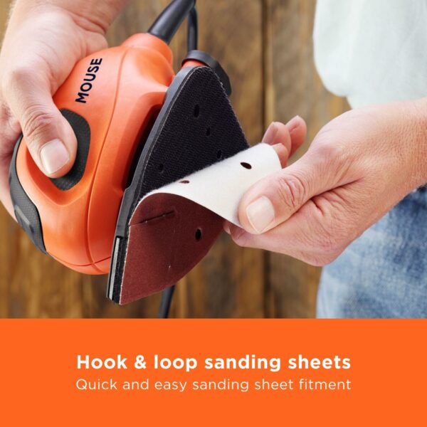 BLACK+DECKER Mouse 55W Detail Sander with 6 Sanding Sheets, BEW230-GB