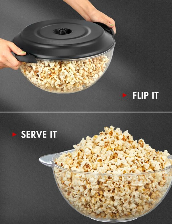 Yabano Popcorn Maker Machine, 5L Popcorn Popper, Nonstick Plate, Electric Stirring with Quick-Heat Technology, Cool Touch Handles, Healthy Less Fat, 800W, BLACK