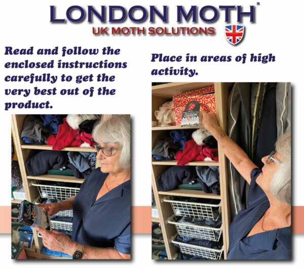 LONDON MOTH KILLER 10 (TEN) Premium Sticky Pheromone Moth Traps for the Common Clothes Moth and Similar Variants, for Wardrobes, Clothes and Carpets. inc. eBook