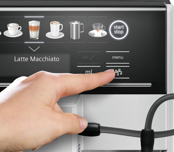 SIEMENS EQ6 plus S300, Fully Automatic Bean to Cup Espresso Coffee Machine with Cappuccinatore milk system, 10 coffee beverages, 2 user profiles - TE653M11GB, Titanium
