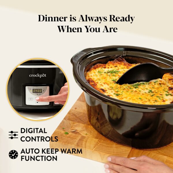 Crockpot Digital Slow Cooker | 3.5 L (3-4 People) | Programmable Countdown Timer | UK 3 Pin Plug | Black [CSC113]