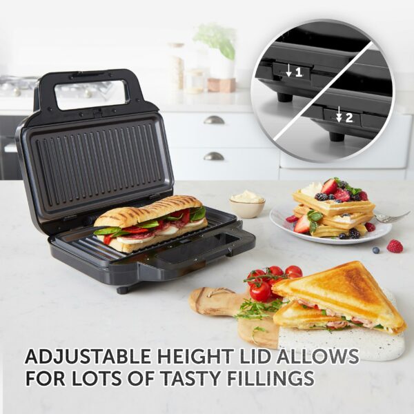 Breville 3-in-1 Ultimate Snack Maker | Deep Fill Toastie Maker, Waffle Maker & Panini Press | Removable Non-Stick Plates | Black & Stainless Steel [VST098] | UK Plug