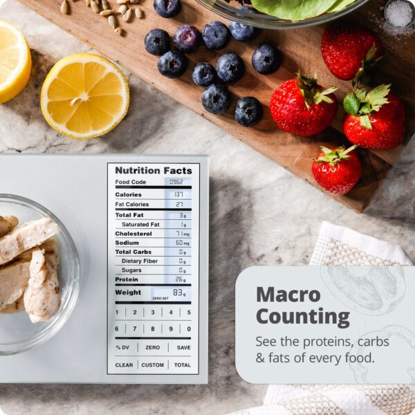 Greater Goods Nourish Digital Kitchen Food Scale and Portions Nutritional Facts Display