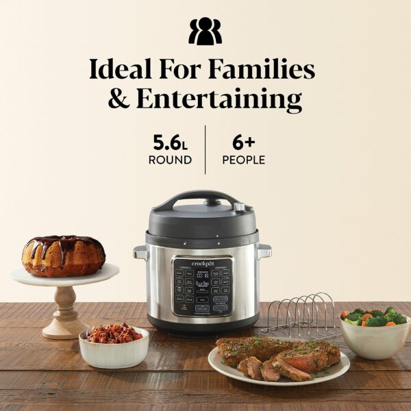 Crock-Pot Turbo Express Pressure Multicooker | 14-in-1 Functions | Slow Cooker, Steamer, Pressure Cooker & More | 5.6L (6+ People) | Energy Efficient | [CSC062] Black
