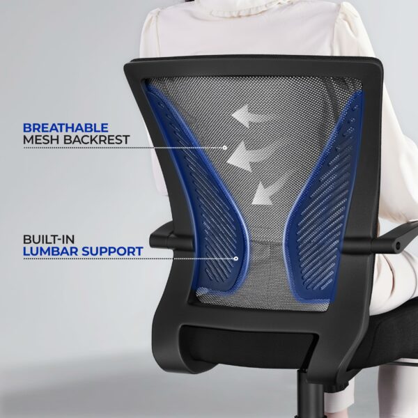 Yaheetech Adjustable Office Swivel Chair Ergonomic Mesh Computer Chair Executive with Arms Height Adjustable Back Support for Home Office Black