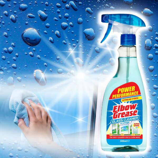 Elbow Grease Glass Cleaner with Vinegar for Windows and Mirrors, 500 ml - Window Cleaning Equipment (Pack of 1)