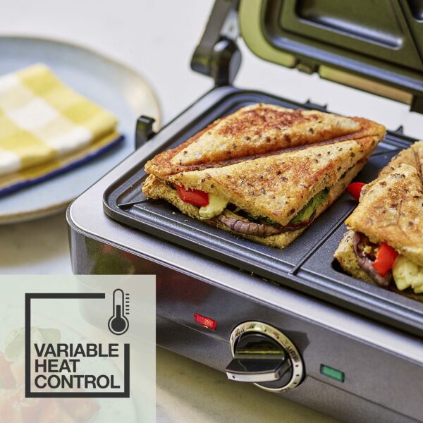 Cuisinart Grill & Sandwich maker, Sandwich toaster, panini press, electric grill, Non-stick Removable, interchangeable plates, Health grill, less oil, Midnight Grey, GRSM4U