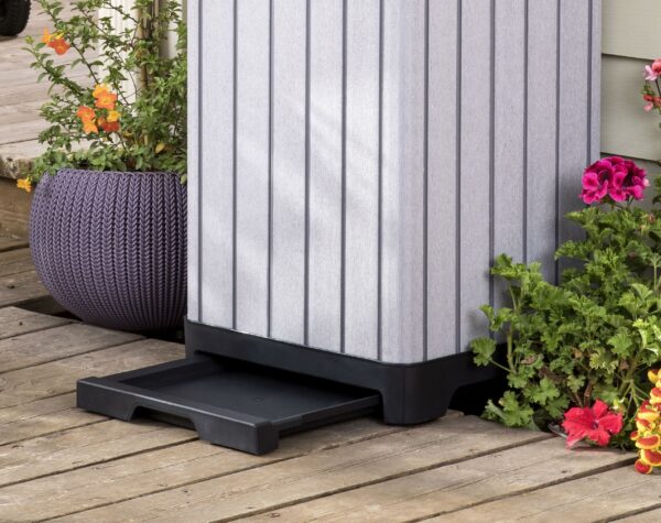 Keter Rockford Resin 38 Gallon Trash Can with Lid and Drip Tray for Easy Cleaning-Perfect for Patios, Kitchens, and Outdoor Entertaining, Grey