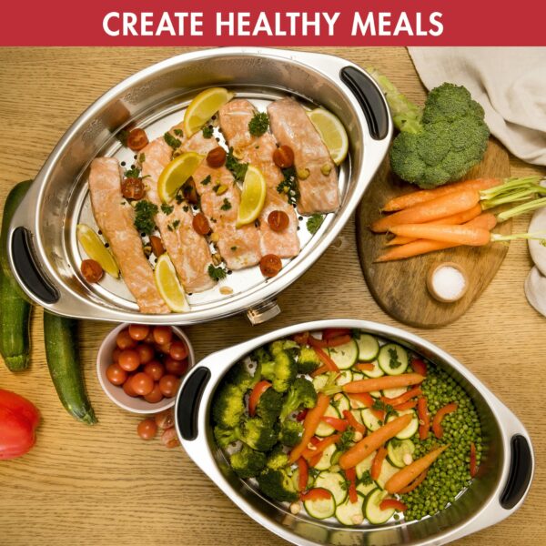 Magimix Multifunctional Food Steamer | 2 Tiers & Removeable Base | 12.2L Capacity | Stainless Steel, 11581
