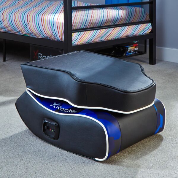 Hermes 2.0 Floor Rocker Gaming Chair for Kids and Juniors, Low Folding Rocking Seat with Stereo Speakers, Faux Leather - Blue