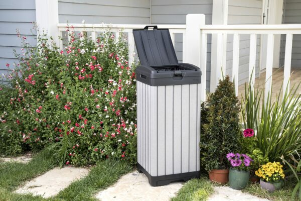 Keter Outdoor Rockford Waste Bin Gray 125 Lt In Resin Cm 41X41X87.4 H