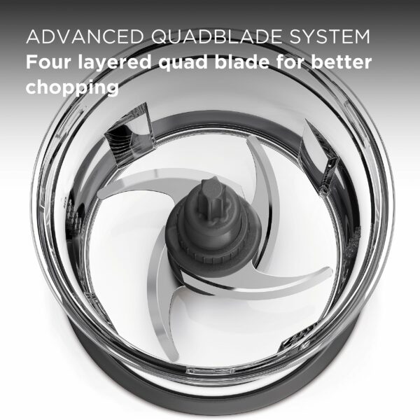Kenwood Easy Chop Chopper, 0.5L Bowl, 2 Speeds, Quad Blade System, Anti-Slip Ring for Food Chopper Stability, 500W, CHP61.100WH, Dishwasher Safe, White