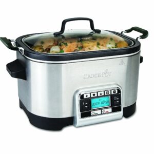 Crockpot Multi-Cooker| Programmable Slow Cooker, Saute, Roaster & Food Steamer | 5.6L (6-7 People) | Removable Bowl | Energy Efficient | Stainless Steel [CSC024]