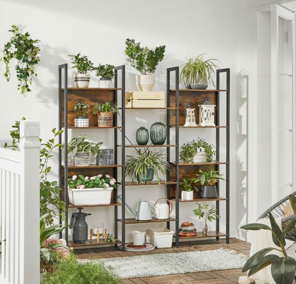 Vasagle Bookcase, Bookshelf with 14 Shelves, Metal Frame, Shelf Unit for Living Room, Home Office, Industrial Style