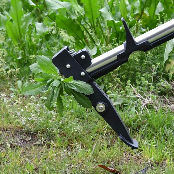 AMOS Mechanical Weed Puller Stainless Steel 4-Claw & Foot Pedal, Telescopic Root Remover, Stand-up Manual Weed Tool for Garden