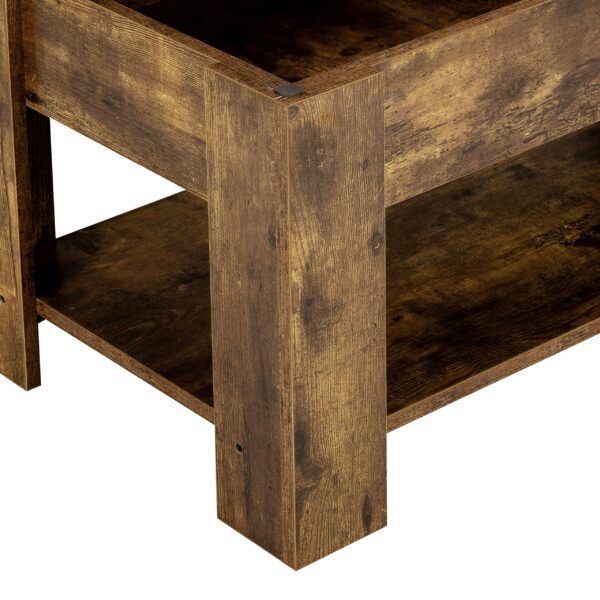 Yaheetech Lift Top Coffee Table, Wood Lifting Table Tea with Storage Shelf for Living Room, Rustic Brown, 98x50x(42-56) cm