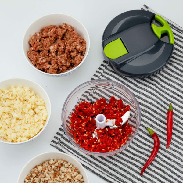 Sifenma Multi-Function Manual Food Chopper & Processors with Handle and Cover,Vegetable Chopper Shredder,Garlic Chopper,Suitable for Onions Garlic Peppers Carrots Fruits,Wonderful for Kitchen(Green)