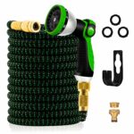 100FT Garden Hose – Upgraded 3-Layer Latex, No-Kink Expandable Water Hose with 3/4 & 1/2 Metal Connectors, 10-Function Spray Nozzle