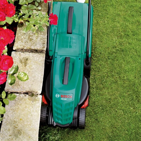 Bosch Electric Lawnmower ARM 3200 (1200 W, Cutting Width: 32 cm, with Additional Blade Included, in Carton Packaging) – Amazon Edition