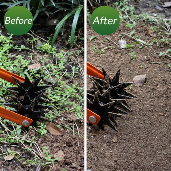 Walensee Rotary Cultivator Tool, Adjustable Garden Hand Tiller with Stainless Steel Pole, 2-in-1 Garden Weeder and Crumbler Soil Cultivator Tool for Soil Mixing or Reseeding Grass
