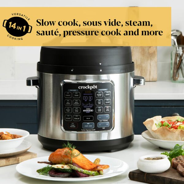 Crock-Pot Turbo Express Pressure Multicooker | 14-in-1 Functions | Slow Cooker, Steamer, Pressure Cooker & More | 5.6L (6+ People) | Energy Efficient | [CSC062] Black