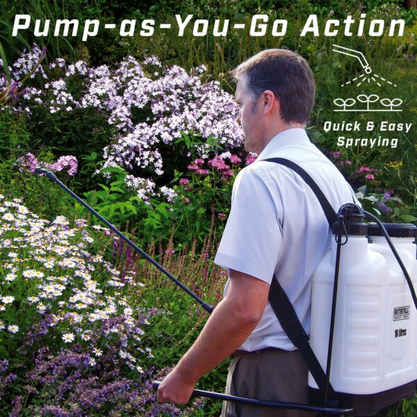 Faithfull Pressure Sprayer Knapsack - 16 Litre Capacity Garden Spray Pump with 3 Adjustable Nozzles & Service kit