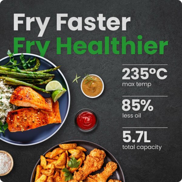 Chefman Air Fryer – 5.7L Compact Airfryer for Quick, Easy Meals, Features Hi-Fry Technology for Extra Crisp, Easy-View Window, Touch Controls with 4 Presets, Nonstick & Dishwasher Safe Basket - Black