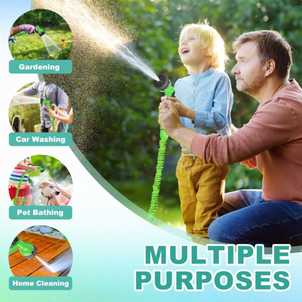 150FT Expandable Flexible Garden Hose with 7 Setting Professional Water Spray Nozzle