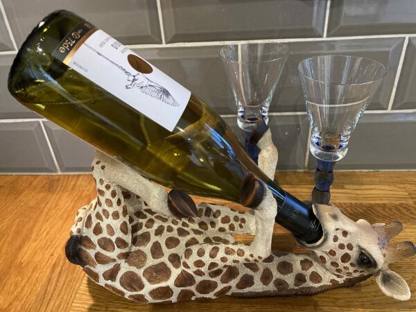 G&H Decor - Adorable 36cm Giraffe Wine Bottle Holder Figure - Giraffe Gift with Amazing Detail - Giraffe Kitchen Countertop Novelty Wine Bottle Holder - Hand Painted Giraffe Gifts for Women